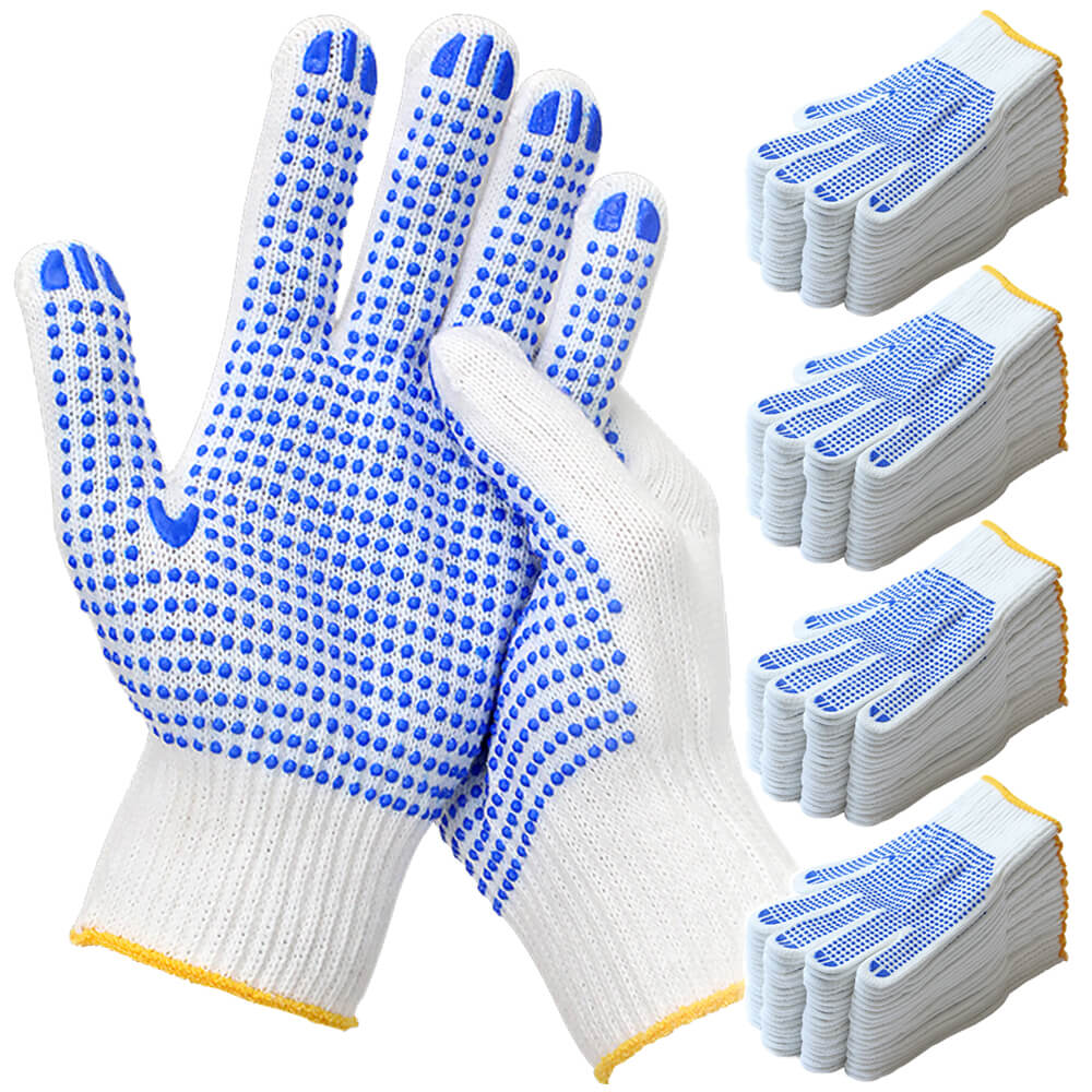 Cotton Grip Safety Work Gloves with PVC Dots 48 Pairs – Deebree